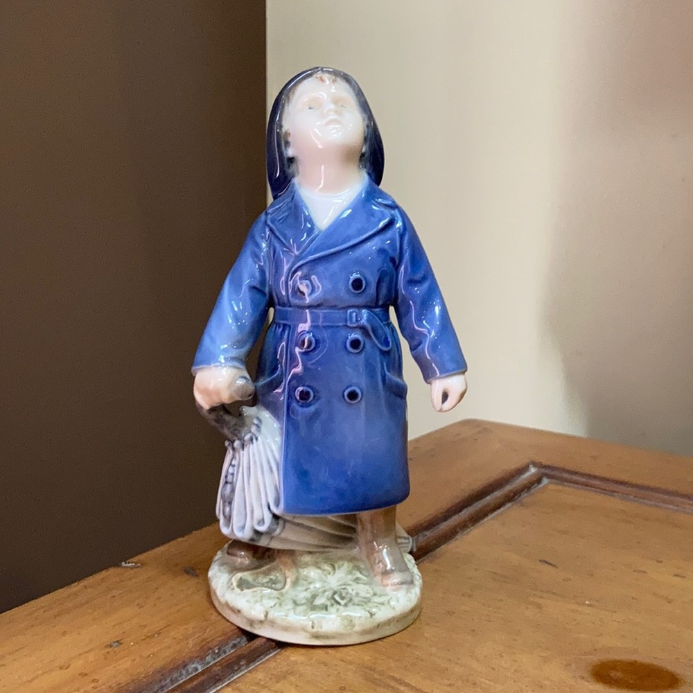 Royal Copenhagen Boy in Rain-gear Figurine